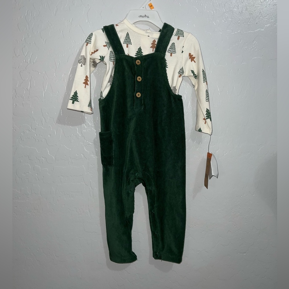 Boys Green Corduroy Green Overall Set 12 month